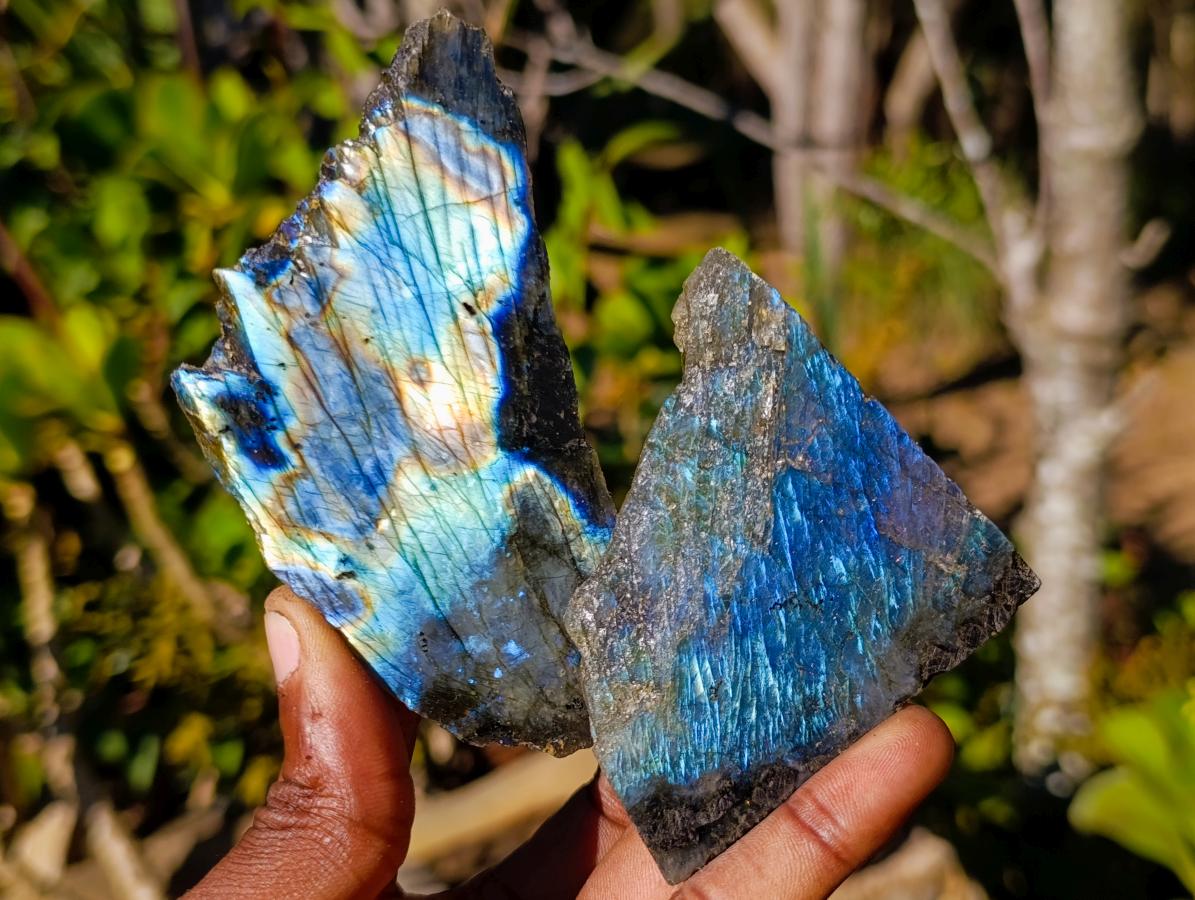 Polished One Side Labradorite Slices x 35 From Madagascar