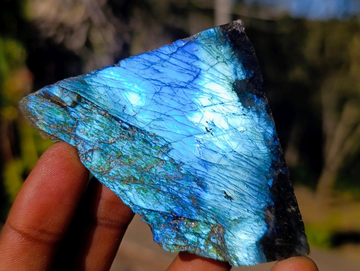 Polished One Side Labradorite Slices x 35 From Madagascar