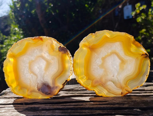 Polished Banded Agate Slices with Natural Edging x 6 From Madagascar - Toprock Gemstones and Minerals 