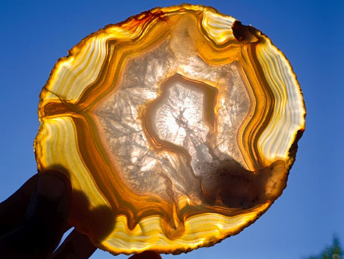 Polished Banded Agate Slices with Natural Edging x 6 From Madagascar - Toprock Gemstones and Minerals 