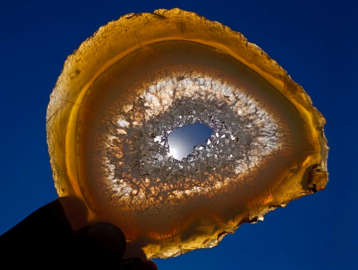 Polished Concentric Ring Agate Slices with Natural Edging x 6 From Madagascar