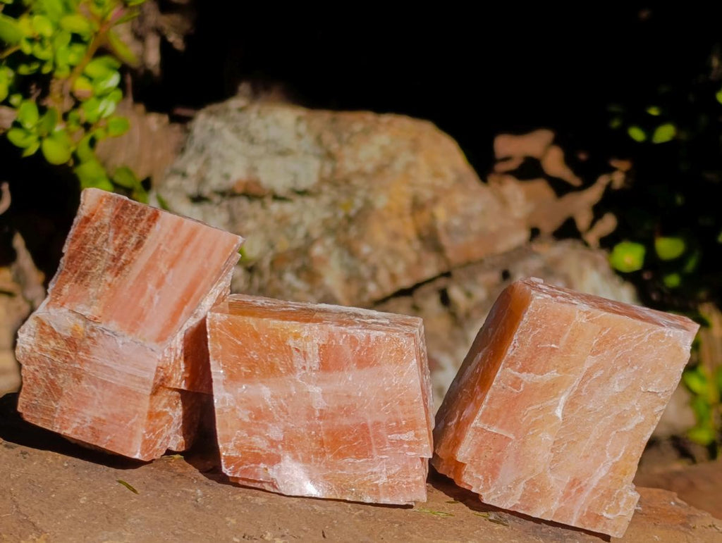 Natural Rhombohedral Sunset Orange Calcite Specimens x 12 From Spitzkop, Namibia