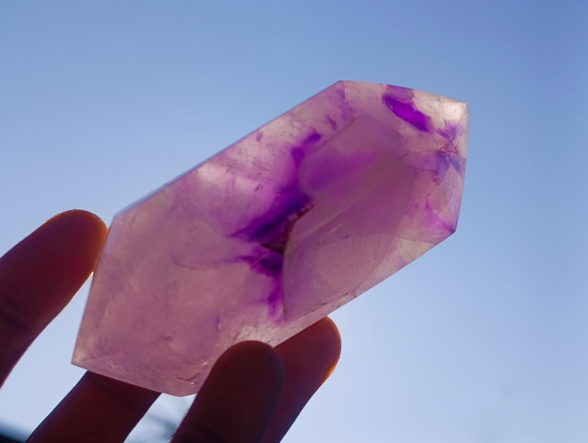Polished Double Terminated Window Amethyst Crystals x 3 From Akansobe, Madagascar