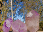 Polished Double Terminated Window Amethyst Crystals x 3 From Akansobe, Madagascar