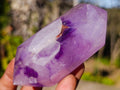 Polished Double Terminated Window Amethyst Crystals x 3 From Akansobe, Madagascar