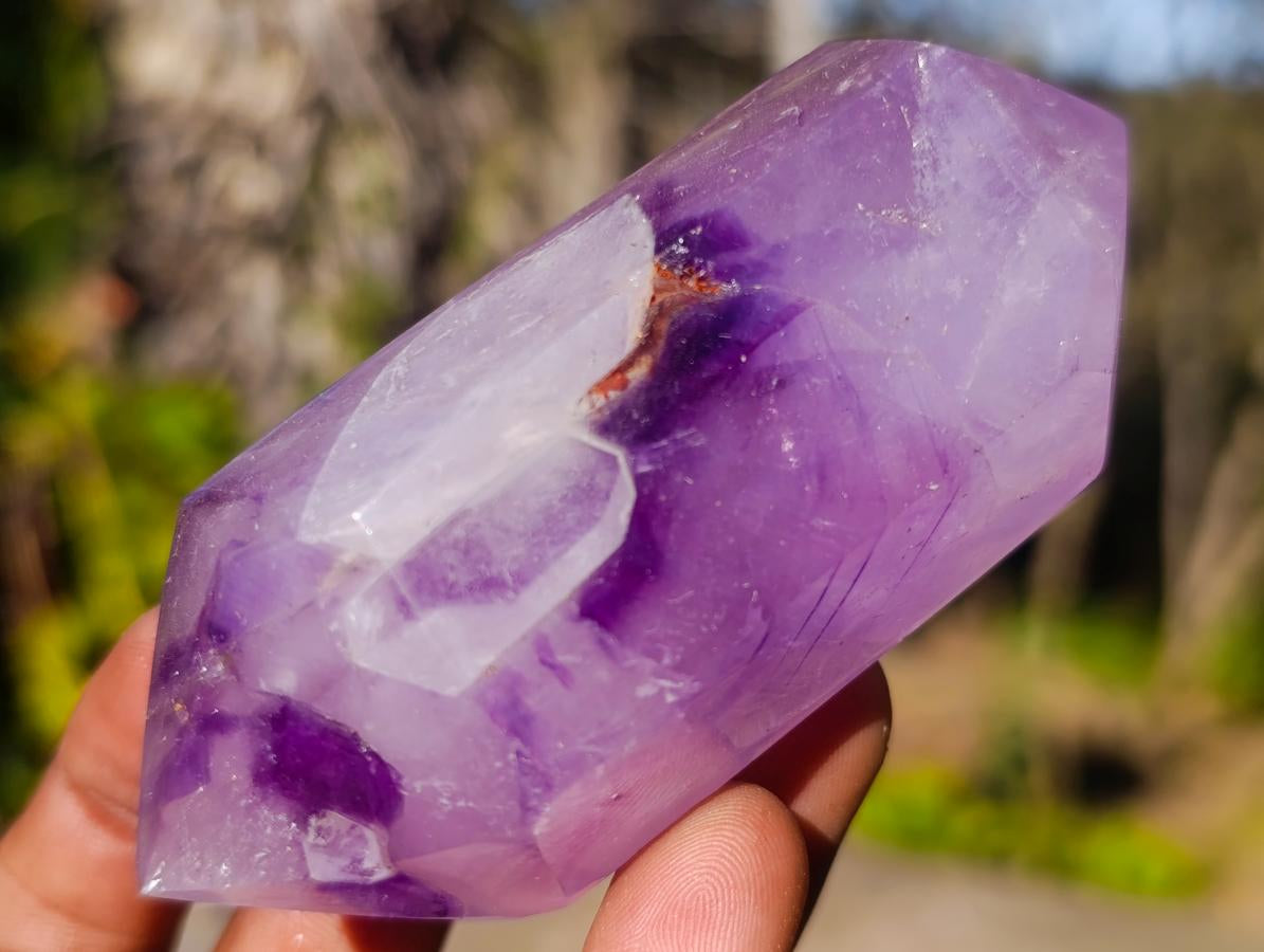 Polished Double Terminated Window Amethyst Crystals x 3 From Akansobe, Madagascar