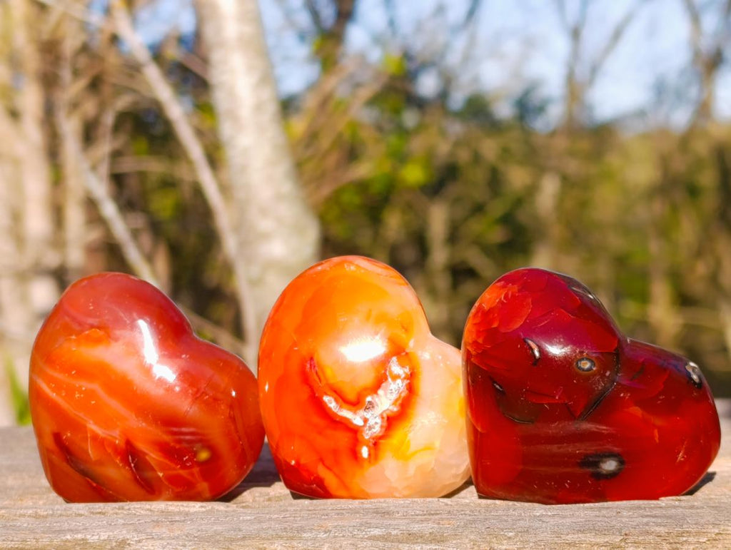 Polished Carnelian Agate Gemstone Hearts x 24 From Madagascar