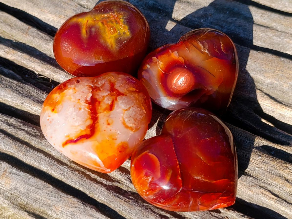Polished Carnelian Agate Gemstone Hearts x 24 From Madagascar