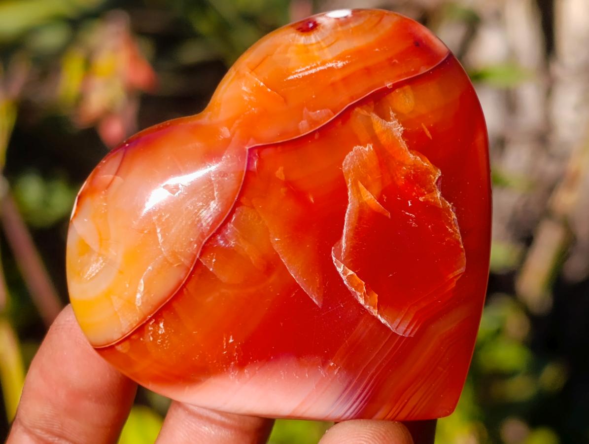 Polished Carnelian Agate Gemstone Hearts x 24 From Madagascar