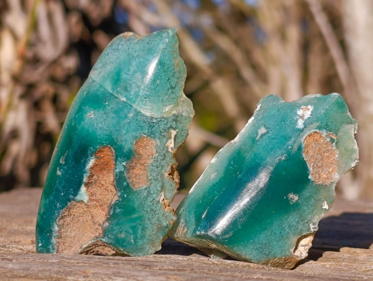 Polished One Side Mtorolite Chrysoprase Slices x 24 From Mutorashanga, Zimbabwe