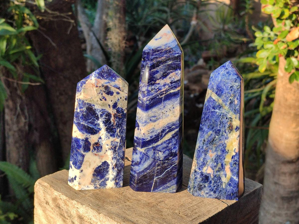 Polished Sodalite Display Crystals x 3 From Kunene River, Namibia - Toprock Gemstones and Minerals 