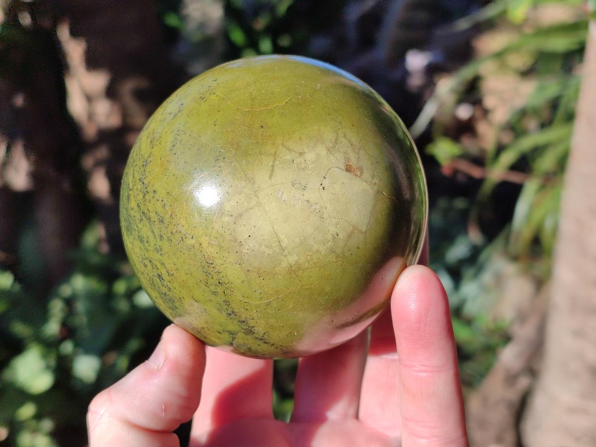 Polished Green Opal Spheres x 2 From Betroka, Madagascar - Toprock Gemstones and Minerals 