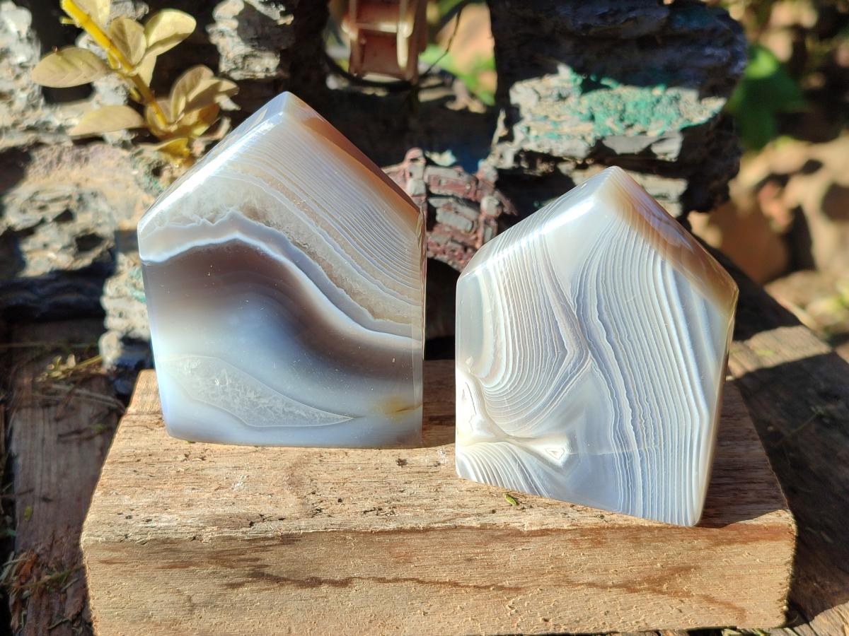 Polished Banded Agate House Shaped Slices x 12 From Madagascar - Toprock Gemstones and Minerals 