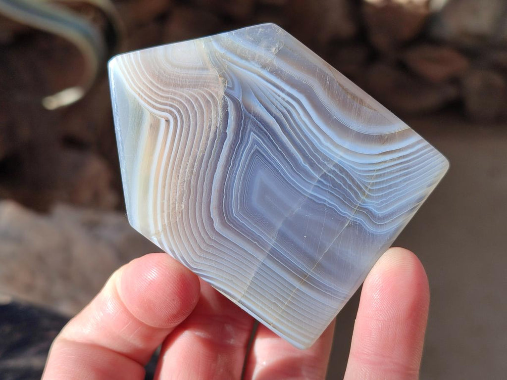 Polished Banded Agate House Shaped Slices x 12 From Madagascar - Toprock Gemstones and Minerals 
