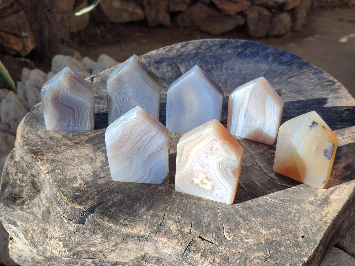 Polished Banded Agate House Shaped Slices x 12 From Madagascar - Toprock Gemstones and Minerals 
