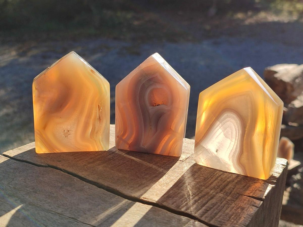Polished Banded Agate House Shaped Slices x 12 From Madagascar - Toprock Gemstones and Minerals 