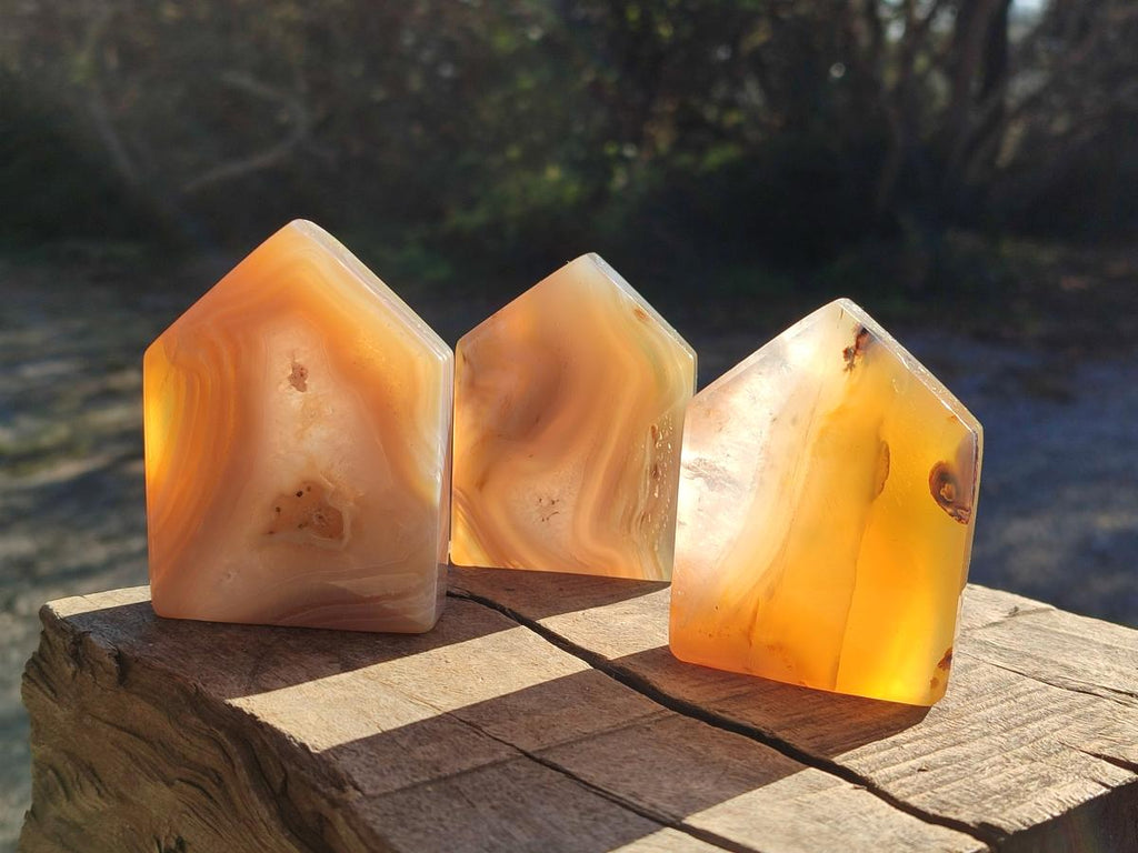 Polished Banded Agate House Shaped Slices x 12 From Madagascar - Toprock Gemstones and Minerals 