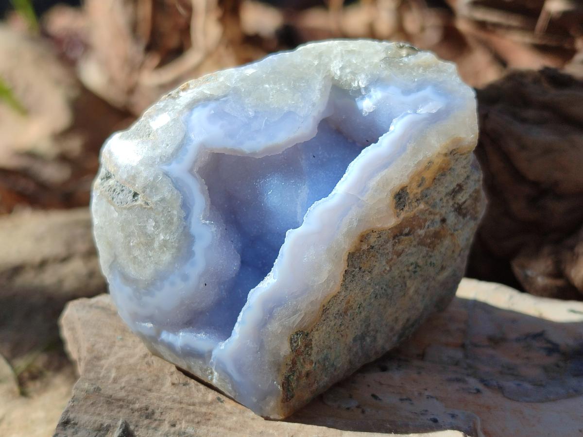 Polished On One Side Blue Lace Agate Geodes x 24 From Nsanje, Malawi - Toprock Gemstones and Minerals 