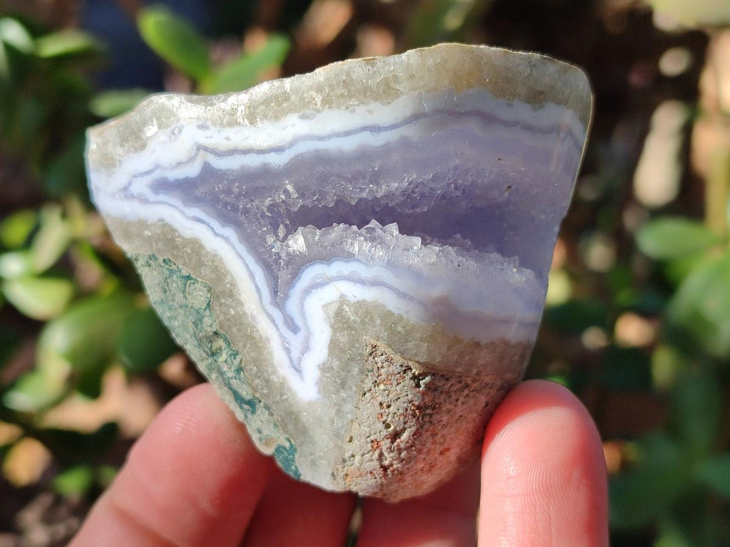 Polished On One Side Blue Lace Agate Geodes x 24 From Nsanje, Malawi - Toprock Gemstones and Minerals 