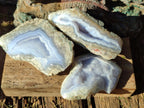 Polished On One Side Blue Lace Agate Geodes x 24 From Nsanje, Malawi - Toprock Gemstones and Minerals 