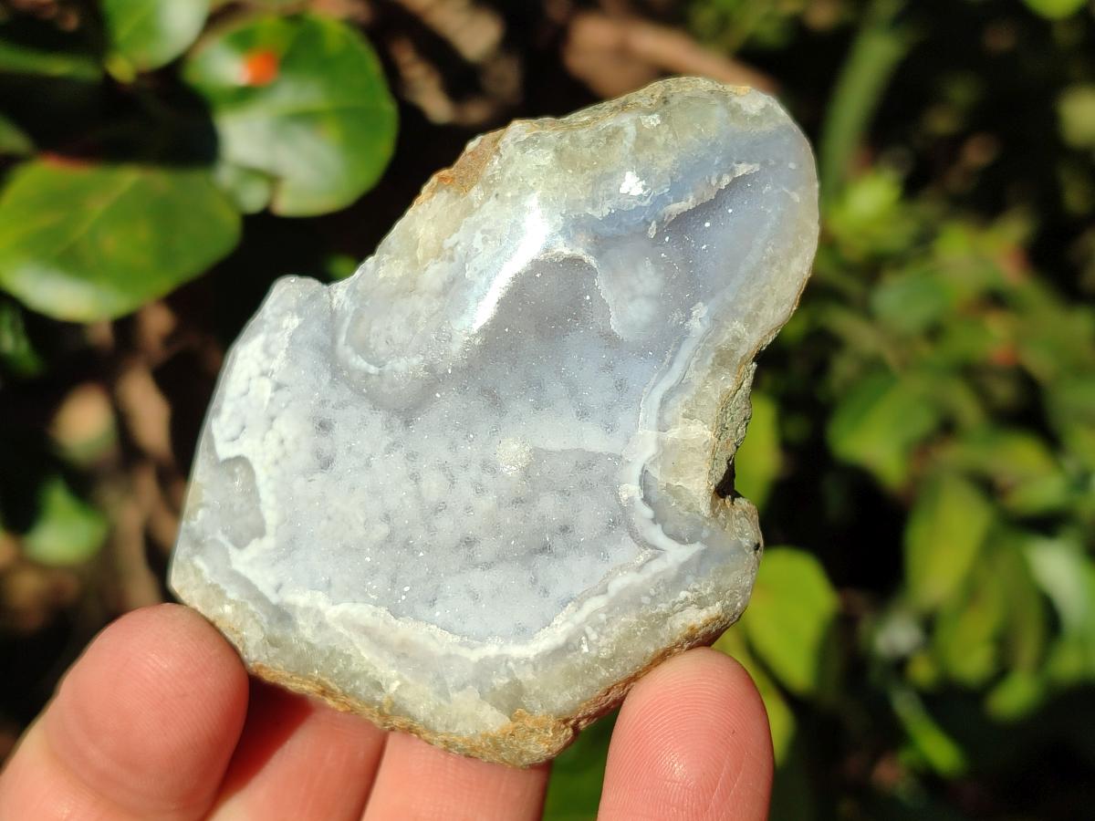 Polished On One Side Blue Lace Agate Geodes x 24 From Nsanje, Malawi - Toprock Gemstones and Minerals 