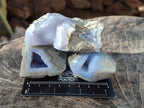 Polished On One Side Blue Lace Agate Geodes x 24 From Nsanje, Malawi - Toprock Gemstones and Minerals 