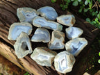Polished On One Side Blue Lace Agate Geodes x 24 From Nsanje, Malawi - Toprock Gemstones and Minerals 