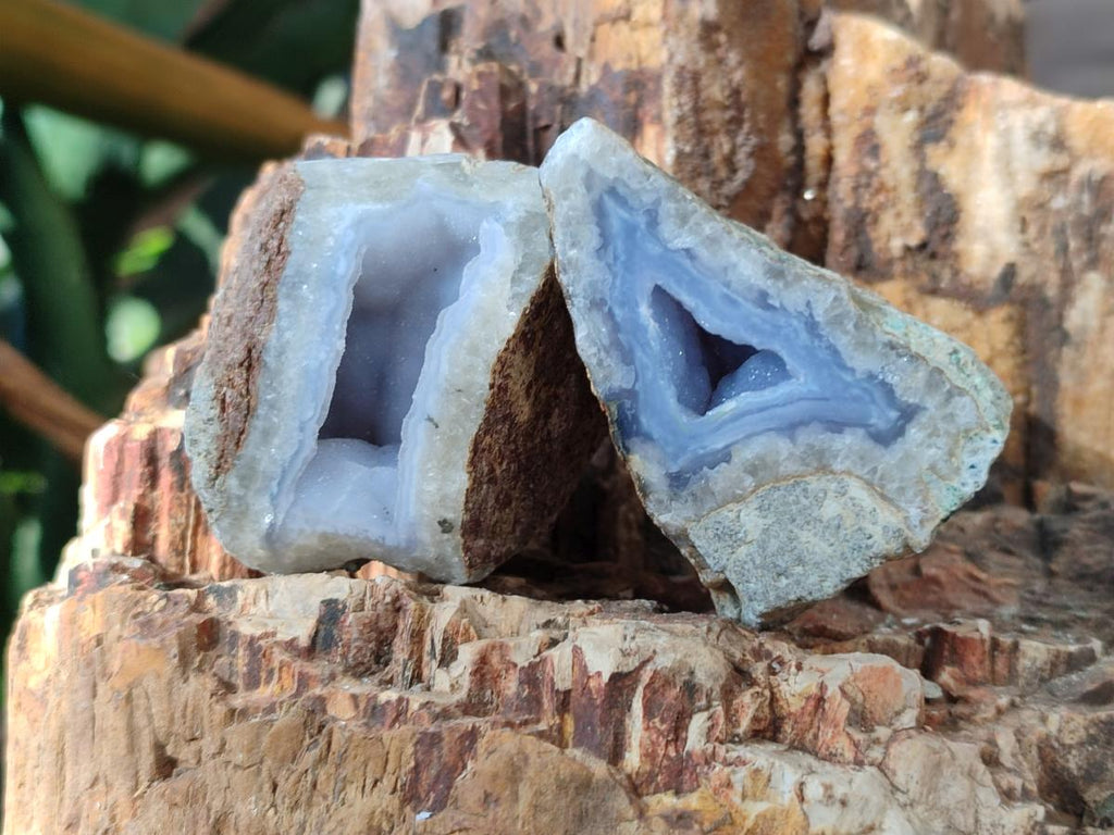 Polished On One Side Blue Lace Agate Geodes x 24 From Nsanje, Malawi - Toprock Gemstones and Minerals 