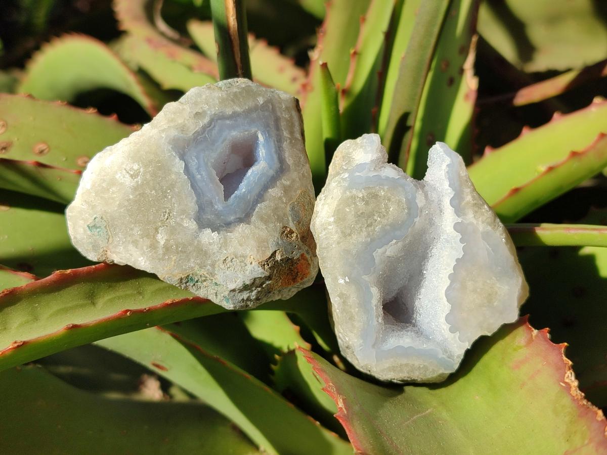 Polished On One Side Blue Lace Agate Geodes x 24 From Nsanje, Malawi - Toprock Gemstones and Minerals 