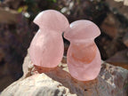 Polished Gemmy Rose Quartz Mushrooms x 24 From Madagascar