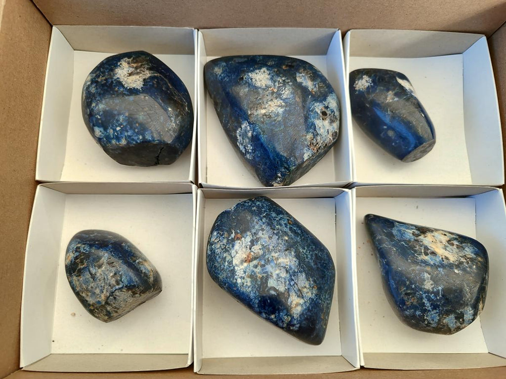 Polished Dumortierite Standing Display Pieces x 6 From Madagascar - Toprock Gemstones and Minerals 