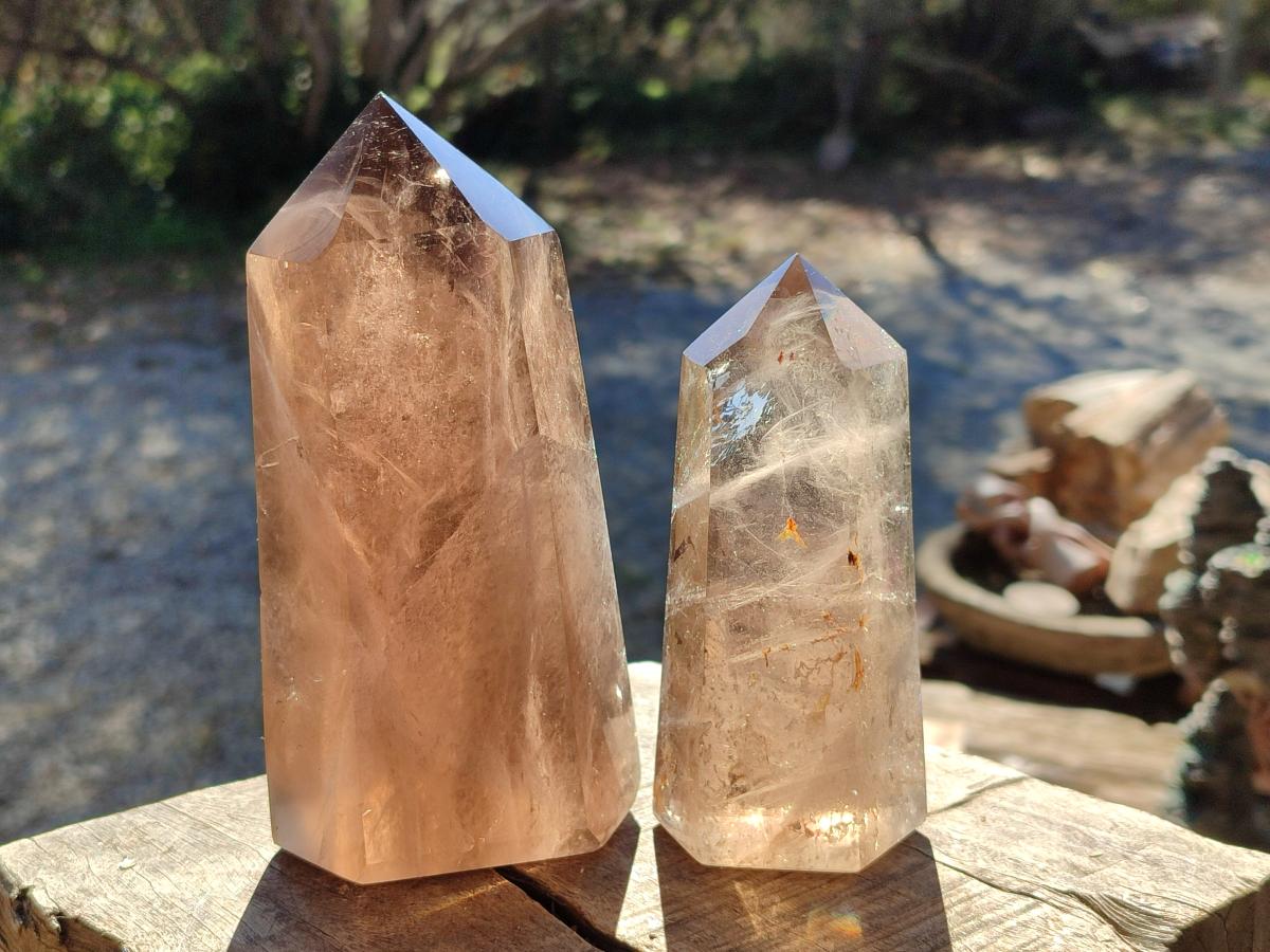 Polished Smokey Quartz Crystals x 2 From Madagascar - Toprock Gemstones and Minerals 