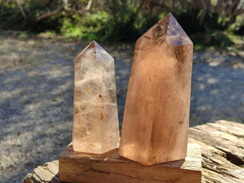Polished Smokey Quartz Crystals x 2 From Madagascar - Toprock Gemstones and Minerals 