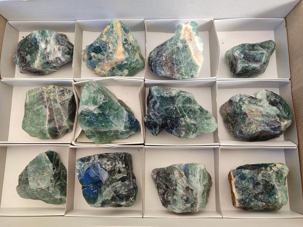 Natural Watermelon Fluorite Cobbed Specimens x 12 From Uis, Namibia - Toprock Gemstones and Minerals 