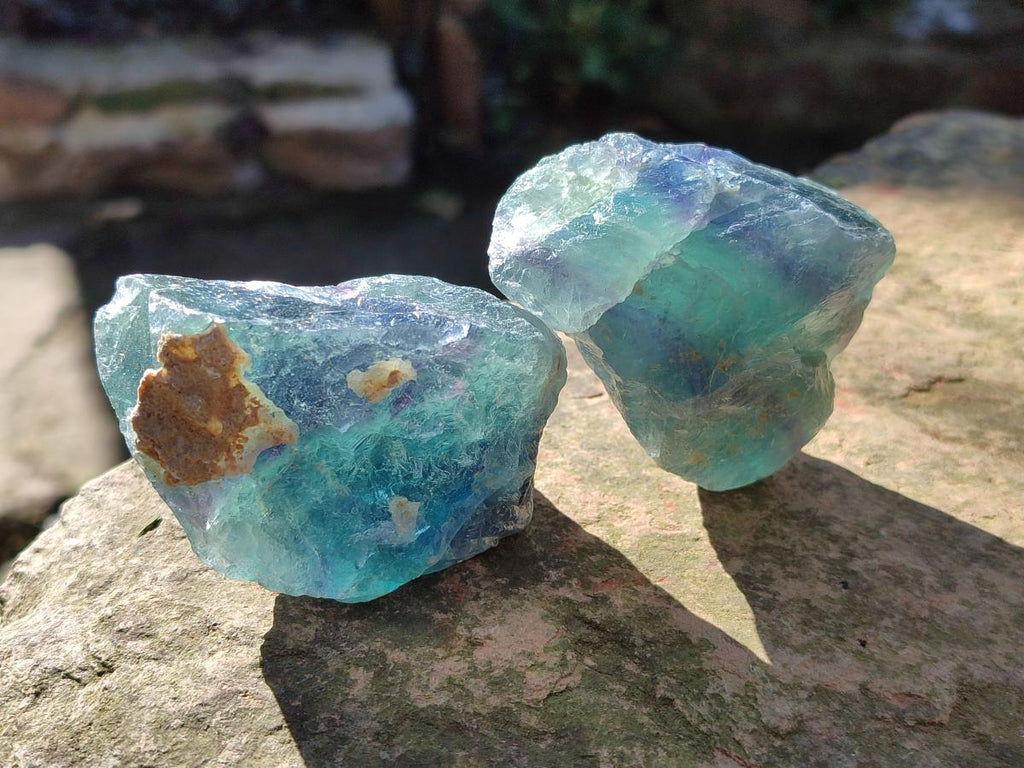 Natural Watermelon Fluorite Cobbed Specimens x 12 From Uis, Namibia - Toprock Gemstones and Minerals 