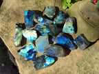 Polished One Side Labradorite Slices x 35 From Madagascar - Toprock Gemstones and Minerals 