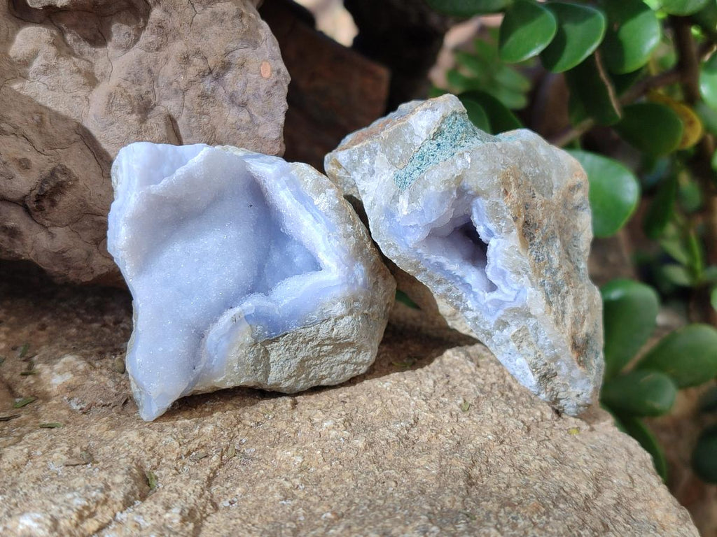 Natural Blue Lace Agate Geode Specimens x 21 From Nsanje, Malawi - Toprock Gemstones and Minerals 