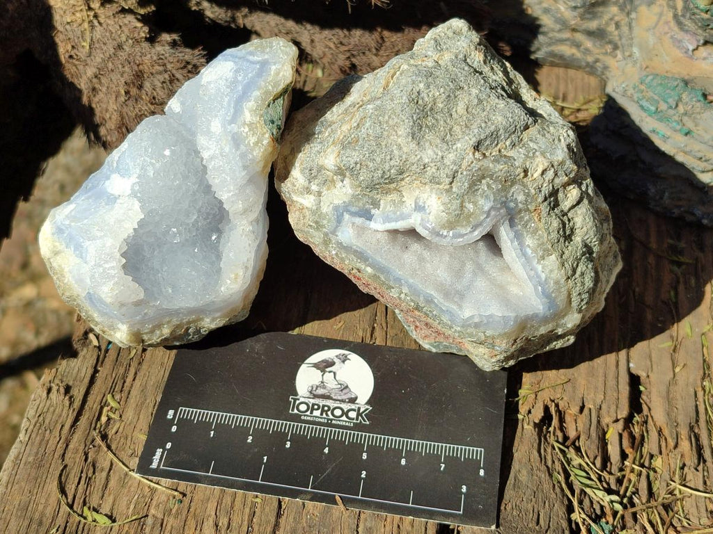 Natural Blue Lace Agate Geode Specimens x 21 From Nsanje, Malawi - Toprock Gemstones and Minerals 