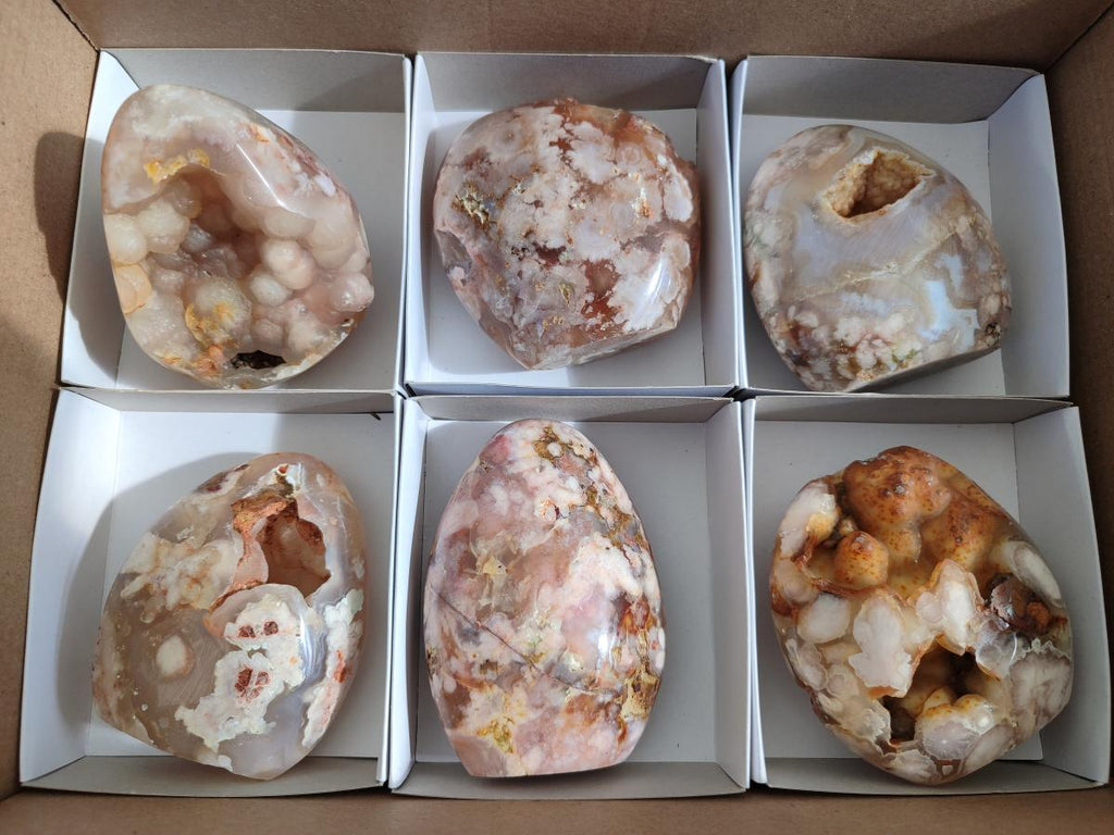 Polished Flower Agate Standing Display Pieces x 6 From Antsahalova, Madagascar - Toprock Gemstones and Minerals 