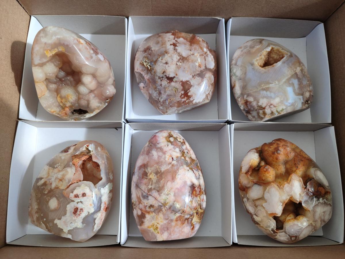 Polished Flower Agate Standing Display Pieces x 6 From Antsahalova, Madagascar - Toprock Gemstones and Minerals 