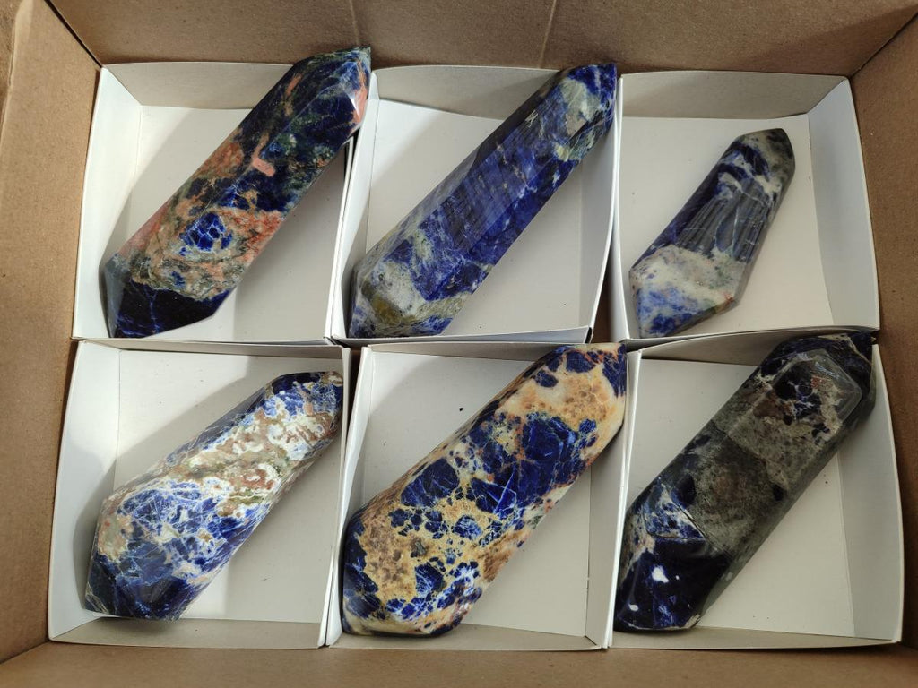 Polished Sodalite Double Terminated Crystals x 6 From Kunene River, Namibia - Toprock Gemstones and Minerals 