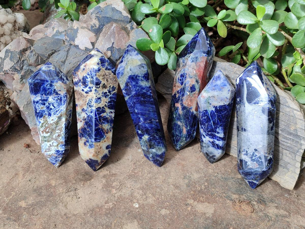 Polished Sodalite Double Terminated Crystals x 6 From Kunene River, Namibia - Toprock Gemstones and Minerals 