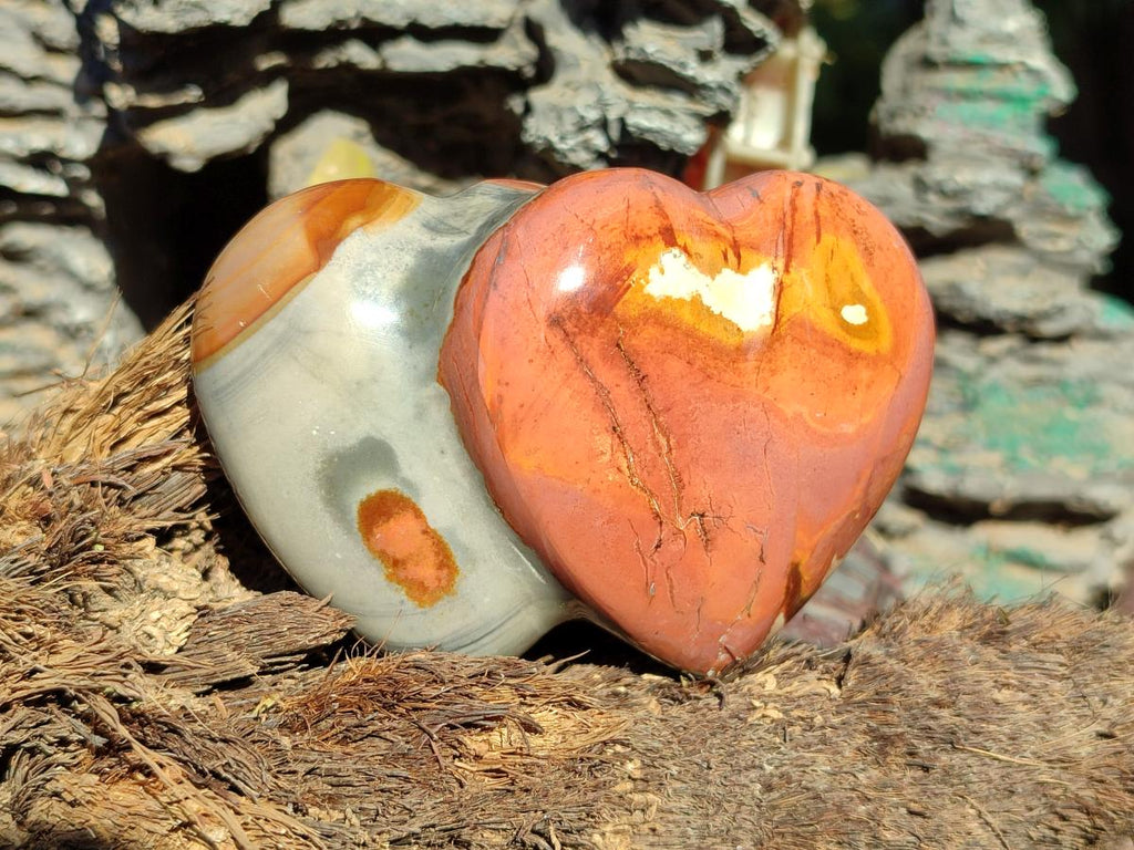 Polished Polychrome Jasper Twin Hearts x 6 From NW Coast, Madagascar - Toprock Gemstones and Minerals 