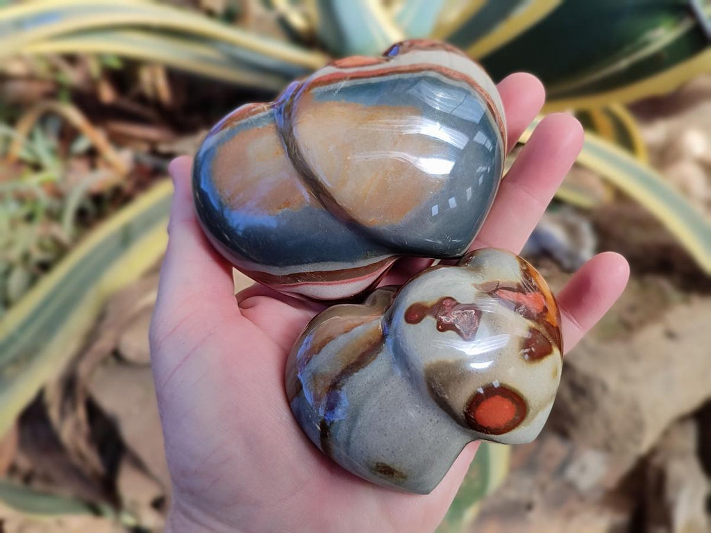 Polished Polychrome Jasper Twin Hearts x 6 From NW Coast, Madagascar - Toprock Gemstones and Minerals 