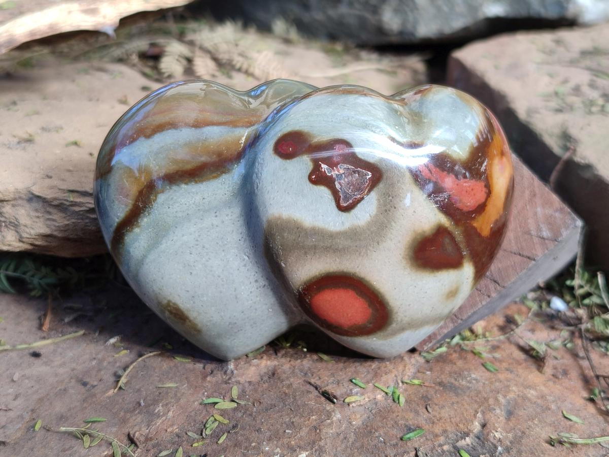 Polished Polychrome Jasper Twin Hearts x 6 From NW Coast, Madagascar - Toprock Gemstones and Minerals 