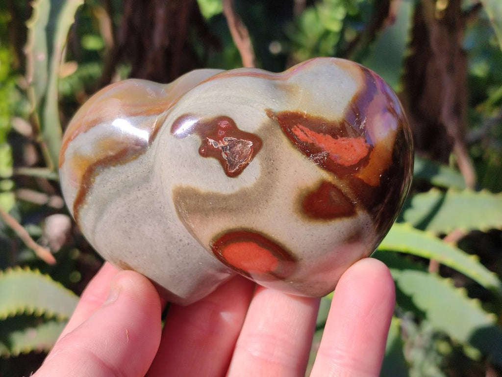 Polished Polychrome Jasper Twin Hearts x 6 From NW Coast, Madagascar - Toprock Gemstones and Minerals 