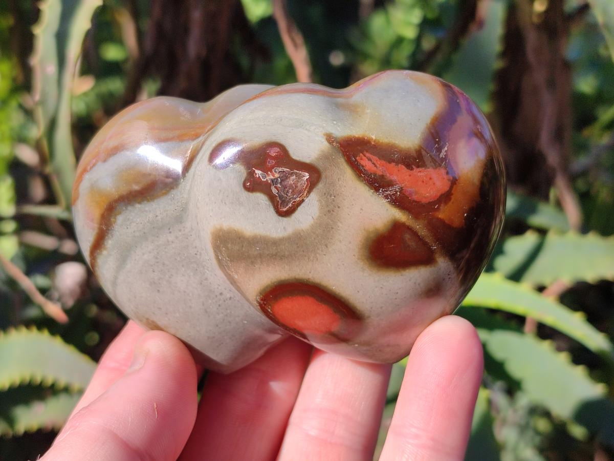 Polished Polychrome Jasper Twin Hearts x 6 From NW Coast, Madagascar - Toprock Gemstones and Minerals 