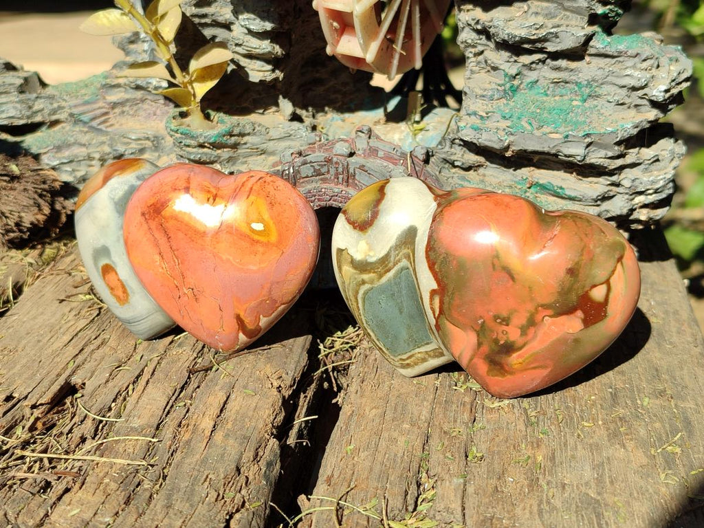 Polished Polychrome Jasper Twin Hearts x 6 From NW Coast, Madagascar - Toprock Gemstones and Minerals 