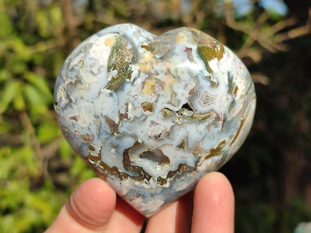 Polished Ocean Jasper Hearts x 6 From Northwest Coast, Madagascar - Toprock Gemstones and Minerals 