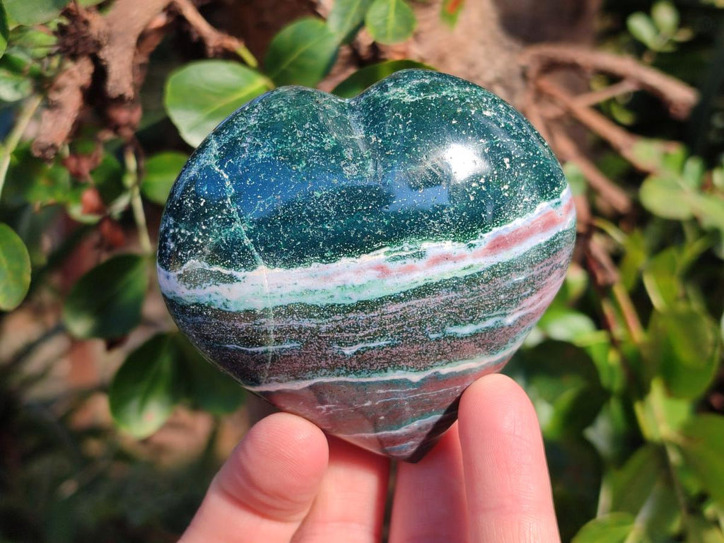 Polished Ocean Jasper Hearts x 6 From Northwest Coast, Madagascar - Toprock Gemstones and Minerals 